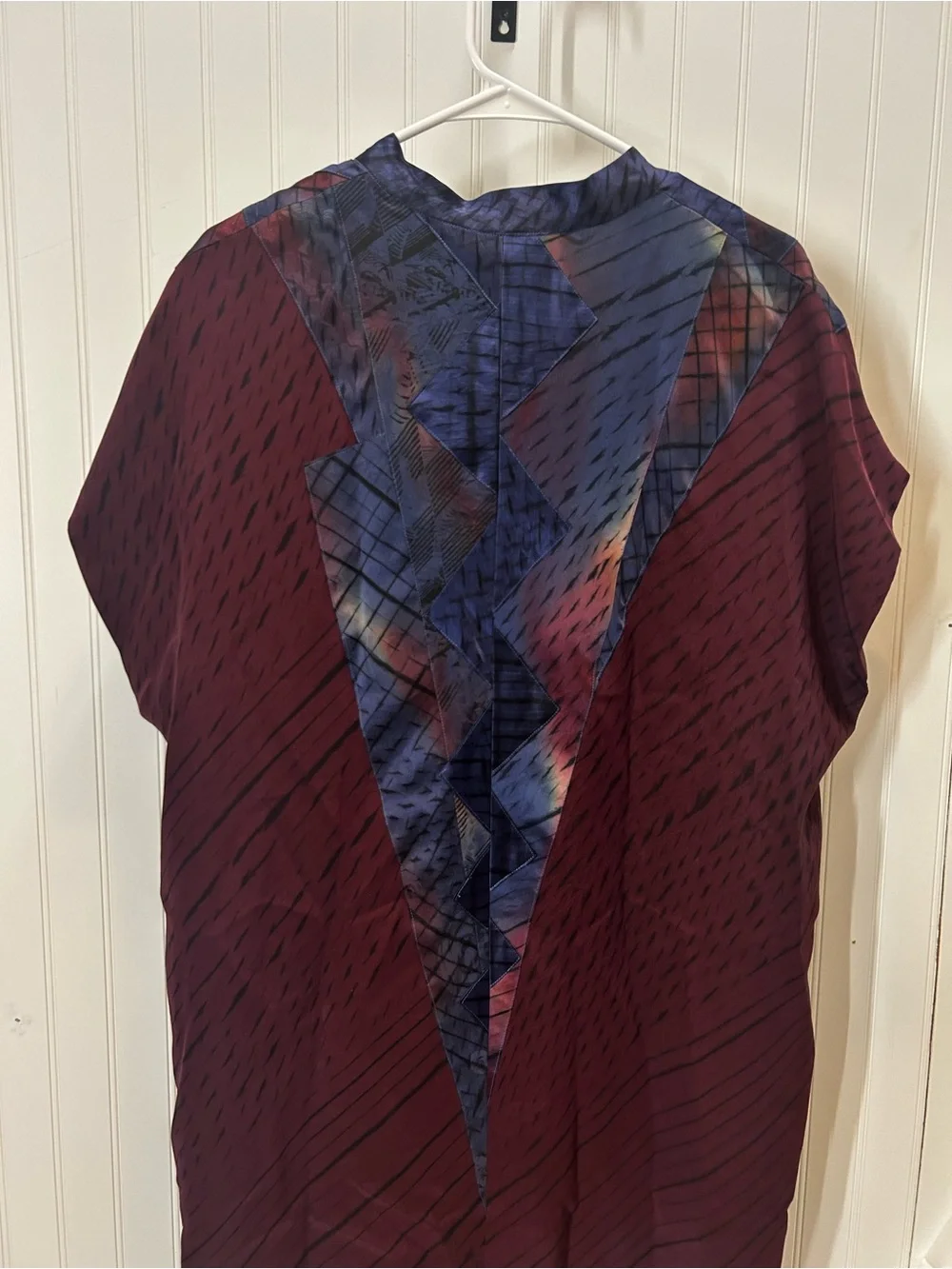 Rare VTG Joyce fogle 100% silk patchwork open tunic kimono artsy  LG designer - Picture 3 of 6